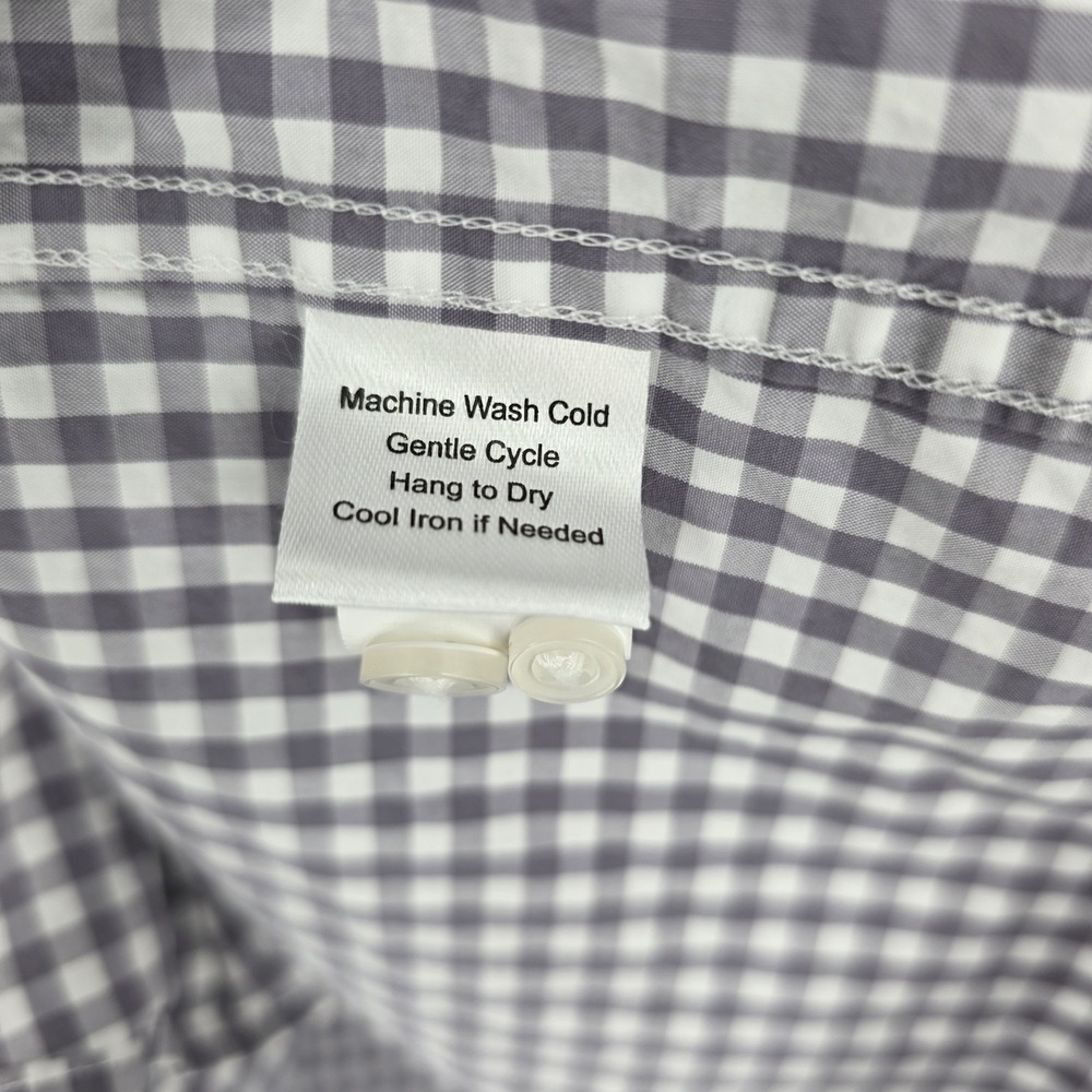Untuckit Mens Button Up Shirt XXL Long Sleeve Gray Gingham Check Preppy Premium - Picture 7 of 7